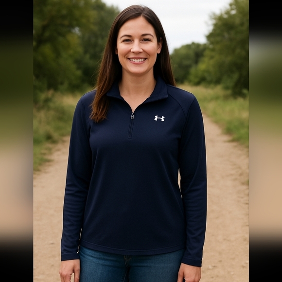 Under Armour Women's Navy Blue 1/4 Zip Pullover - Size Medium - Picture 1 of 4